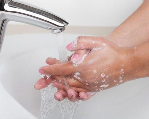 Washing hands as parasites preventing